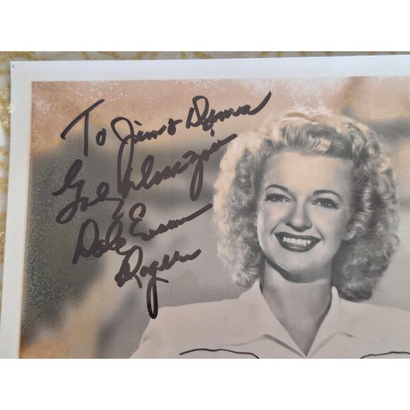 Roy Rogers & Dale Evans Autographed 8x10 B&W Photo Hollywood TV Stars Vintage - Picture 4 of 7